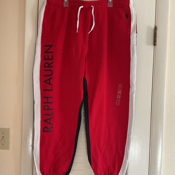 NWT POLO RALPH LAUREN BLUE LABEL COTTON FLEECE UNISEX TRAINER PANTS SIZE US XL - Picture 2 of 12